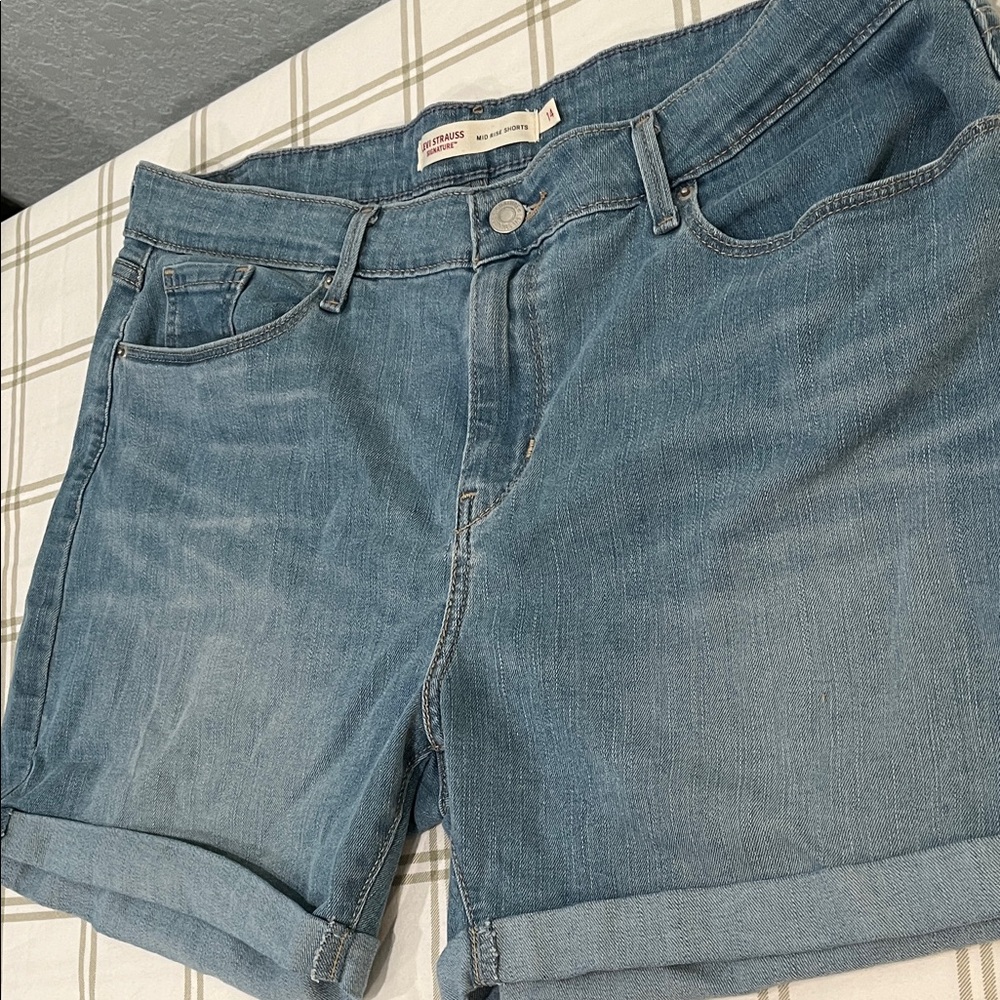 Levi's Light Blue Cuffed Denim Shorts